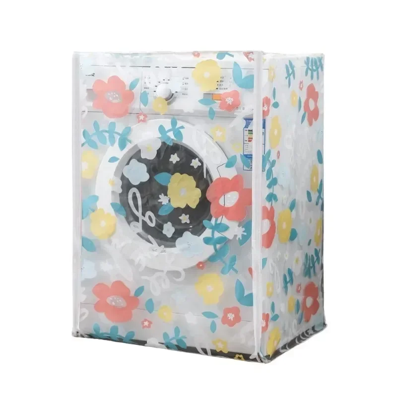 

1pcs PEVA high transparency printing waterproof washing machine dust cover household washing machine flip drum dust cover