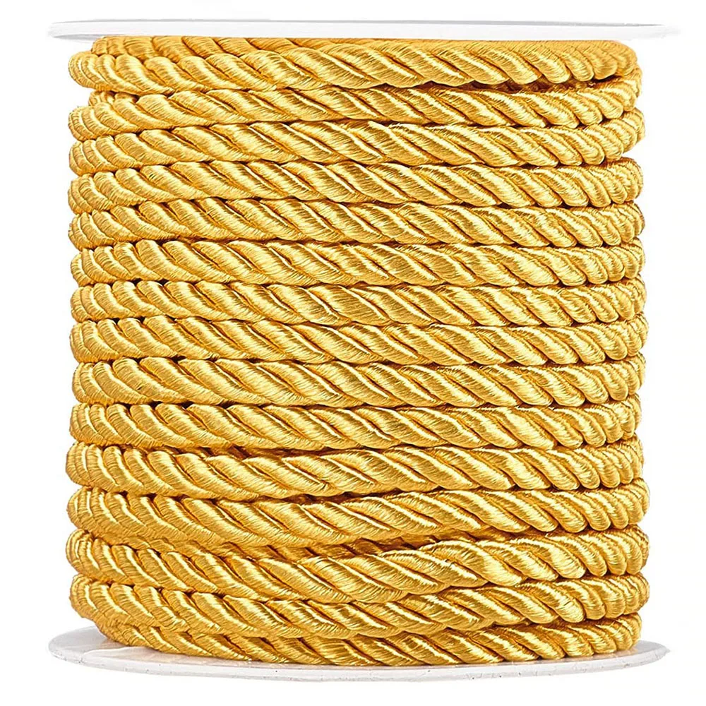 HedongHexi 5Yard/Bag Braided Twisted Silk Rope 6mm Diameter Soft Solid Braided Twisted Ropes Decorative Macrame Cord Trim Lace