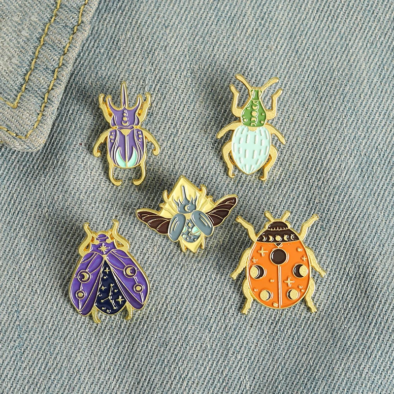 Beetle Insect Enamel Pins Custom Cute Ladybird Moth Brooches Lapel Badges Cartoon Nature Jewelry Gift for Kid Friend