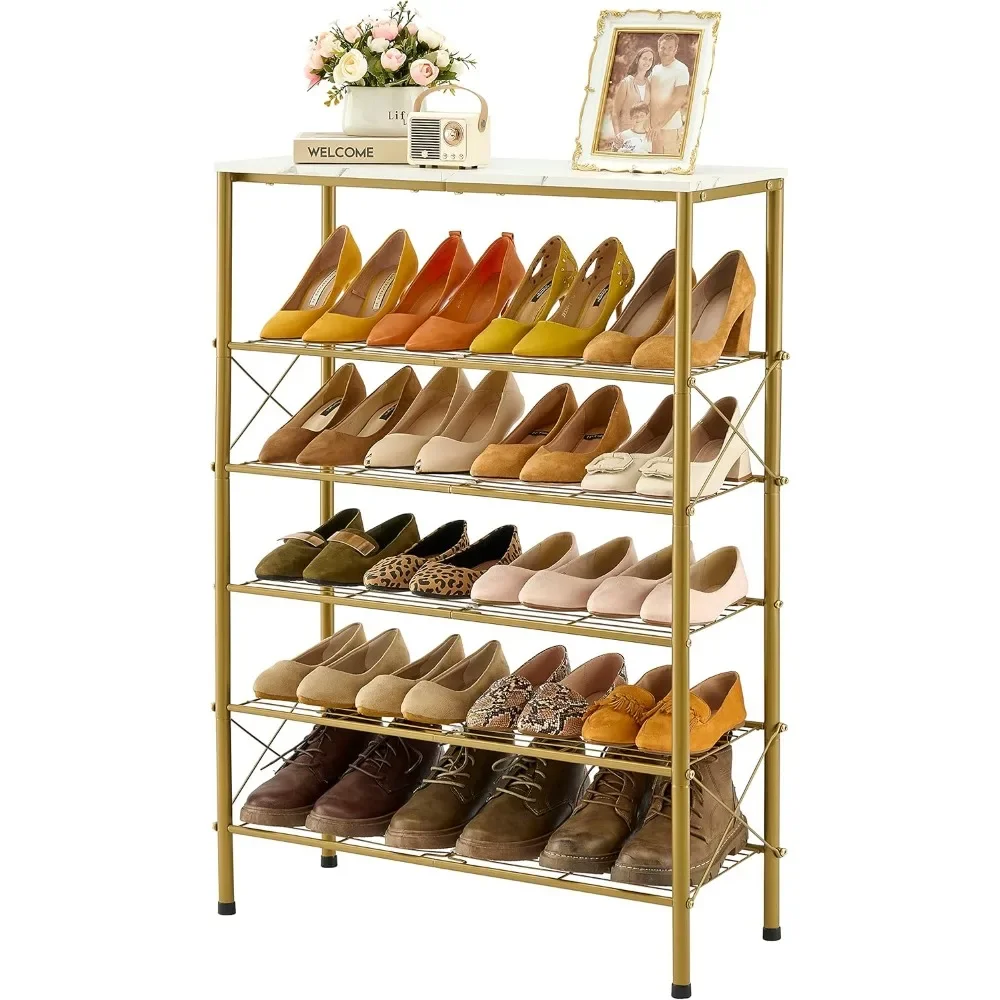 6 Tier Shoe Rack Organizer for 20-24 Pairs of Shoes, Metal Mesh Shoe Shelf for Closet, Industrial Shoe Rack for Entryway