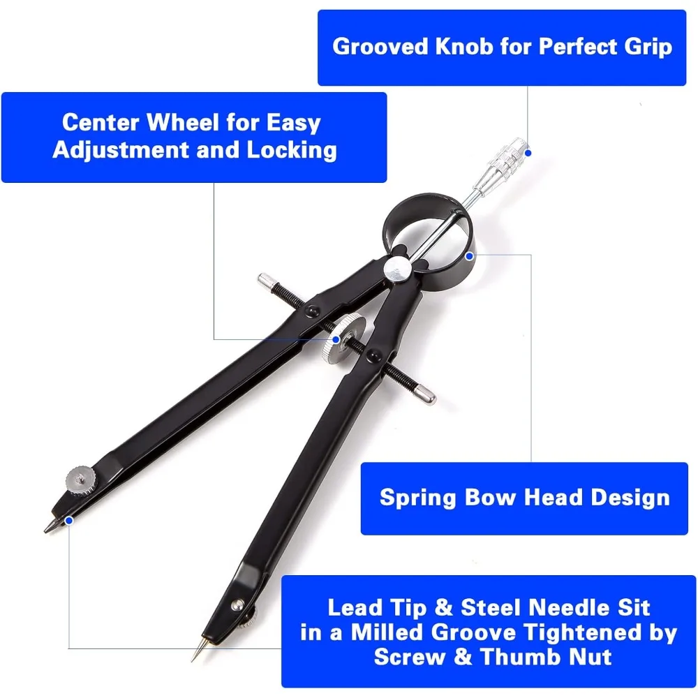 بوصلتان هندسية، بوصلات رسم احترافية، بوصلات معدنية، وأدوات رسم بوصلة دائرية للهندسة