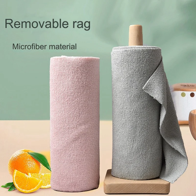 

Reusable Cleaning Wipe Household Microfiber Towel Rolls Dish Rags Wash Paper Towel Replacement Grey