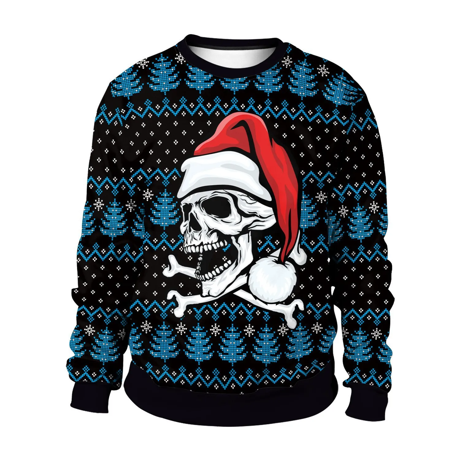 Christmas Men Women Sweatshirts Golf Pullover Santa Skull Xmas Graphic Sweatshirt Long Sleeves Hoodies Unisex Holiday Party Tops