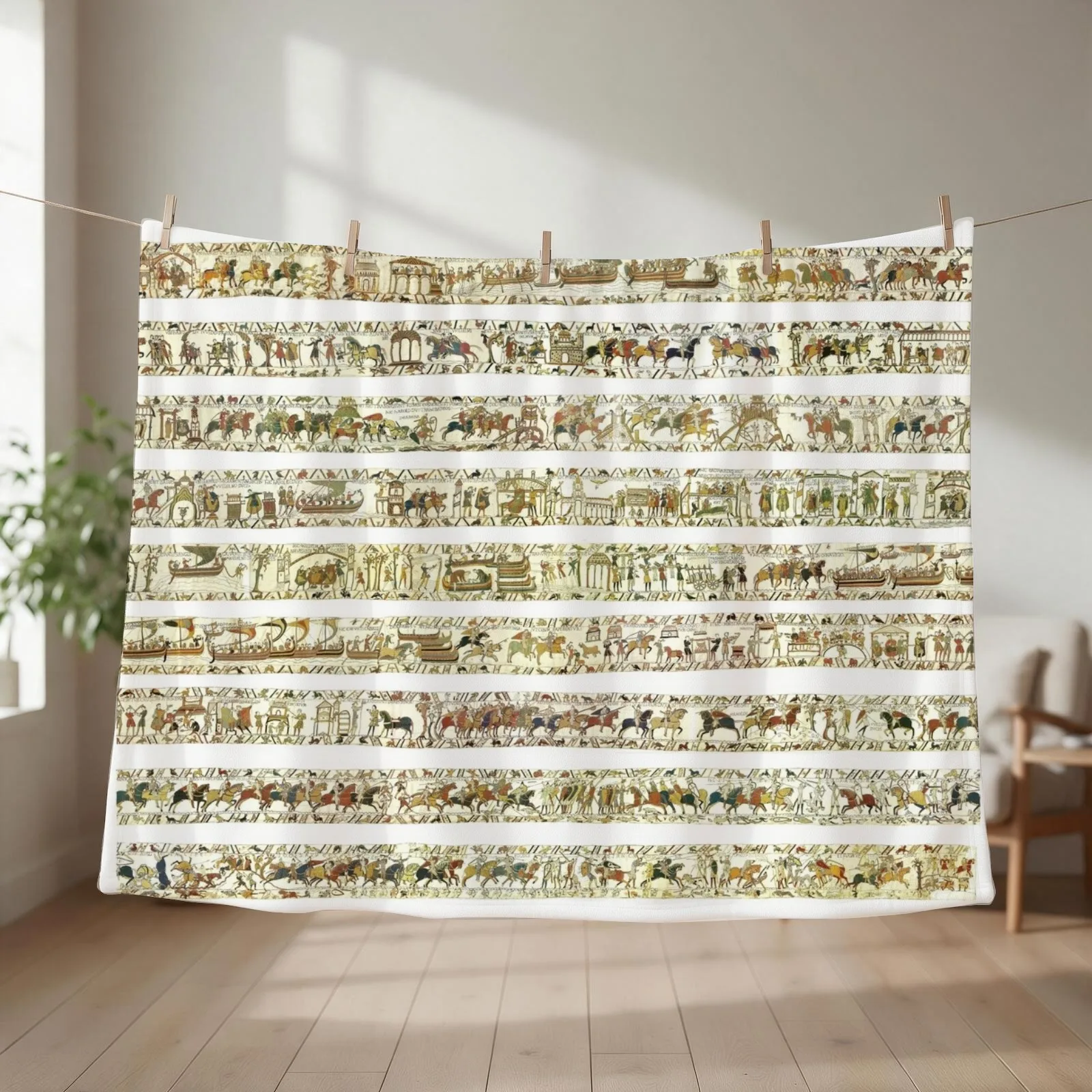 Complete Bayeux Tapestry Throw Blanket