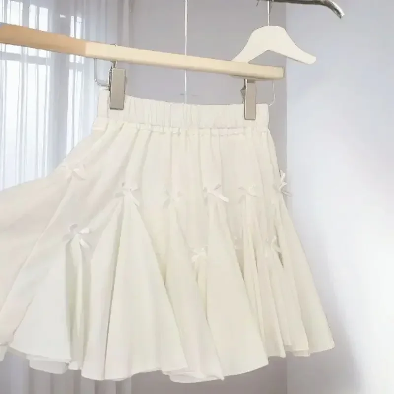 Korean Chic Y2k Sweet Girl's White Princess Mini Skirt Ballet-style Tiered Skirt Elastic High Waist Cake Skirt Shorts All-match