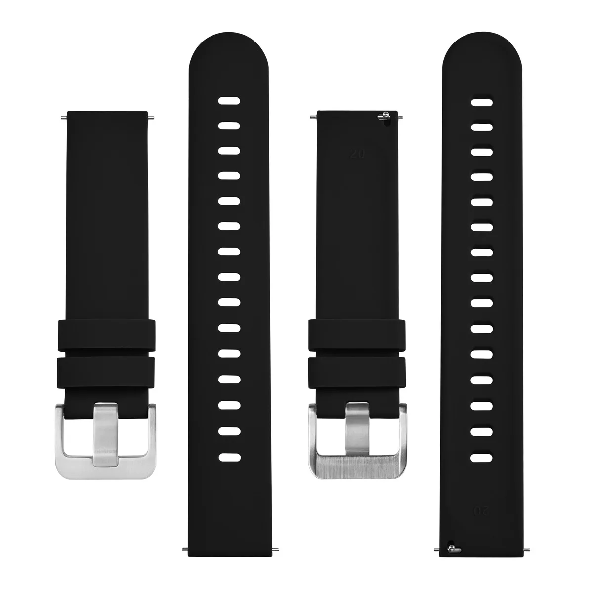 BISONSTRAP Silicone Watch Straps  For Men and Women14mm 16mm 17mm 18mm19mm 20mm 22mm Watch Band  Sliver Stainless Steel Buckle