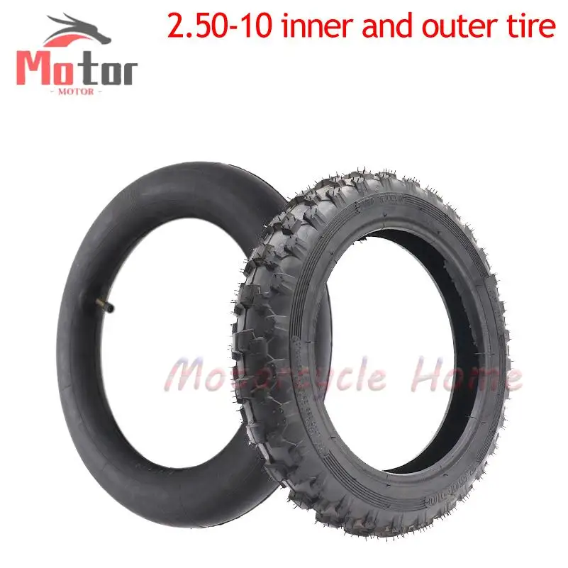 Image of 2,50–10 Vorder- oder Hinterrad-Reifen mit Innenschlauch, 10-Zoll-Reifen, 25,4 cm, für Motorrad, Motocross, Dirt Pit Bike