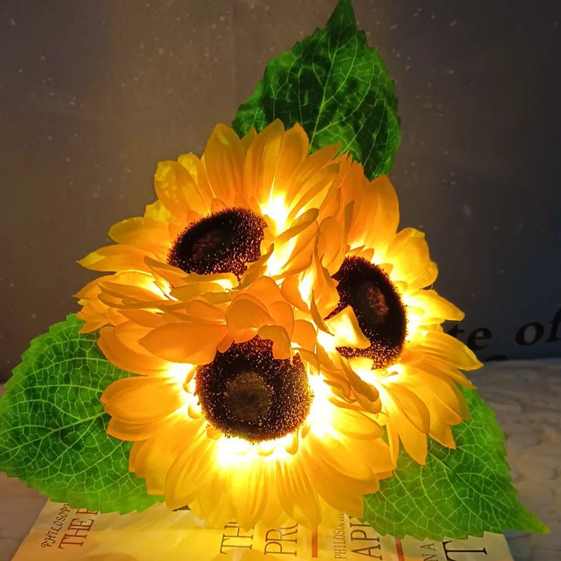 Dimmable LED Night Light Rechargeable Sunflower Kids' Room Night Light Women Gift