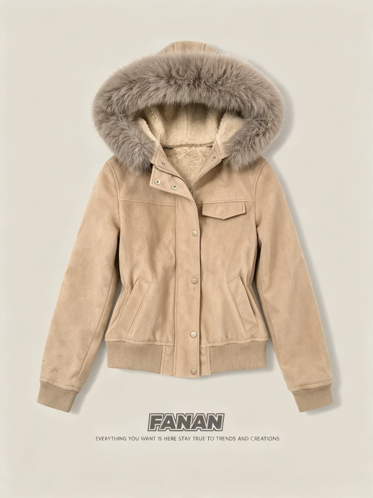 Y2K American Vintage 2026 Autumn Women Faux Fur Parkas Coats Cotton‑padded Jacket Korean Fashion Warm Soft Fabric Casual Tops