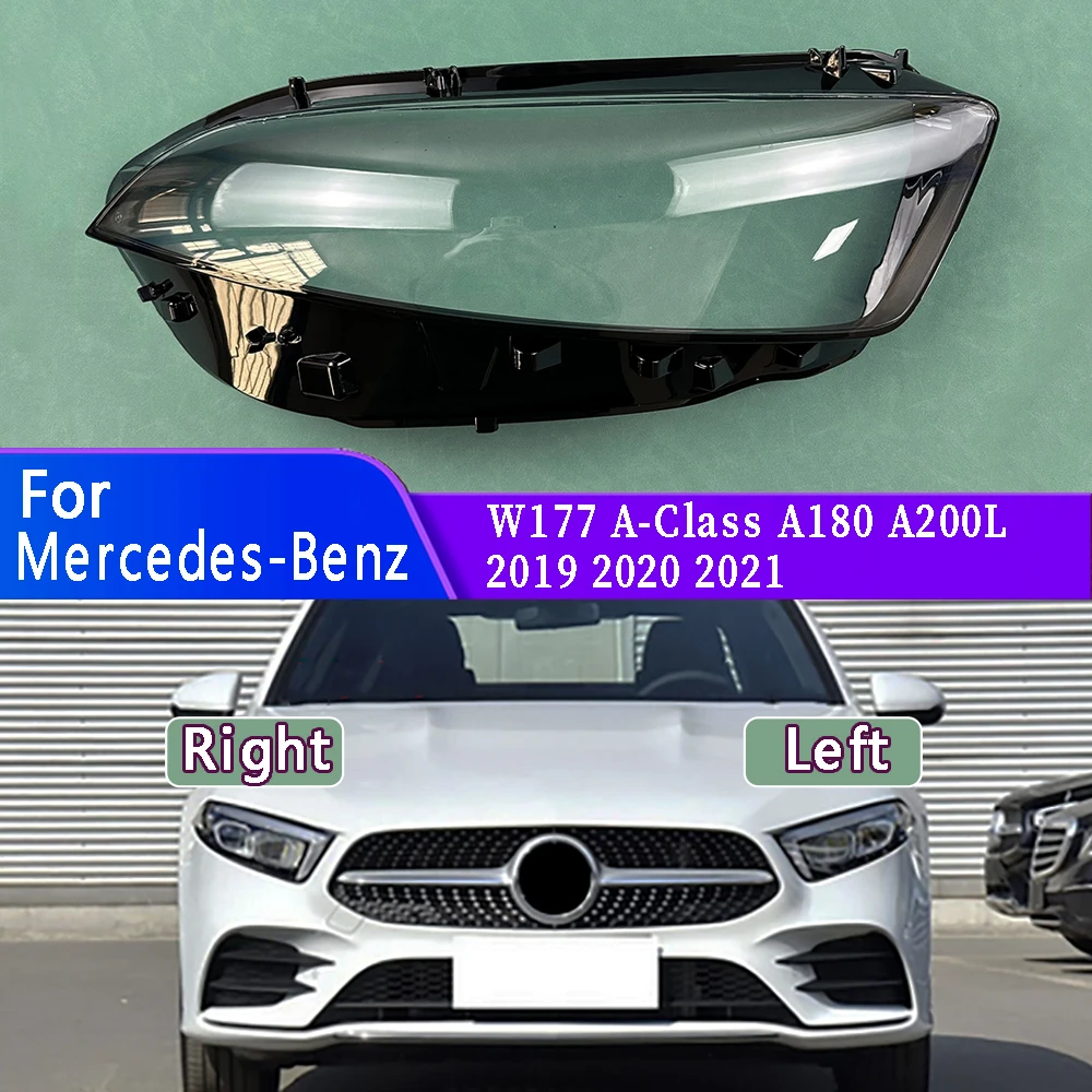 For Mercedes-Benz W177 A-Class A180 A200L 2019-2021 Car Accessories Transparent Headlight Shade Cover Lampshade Shell Lens