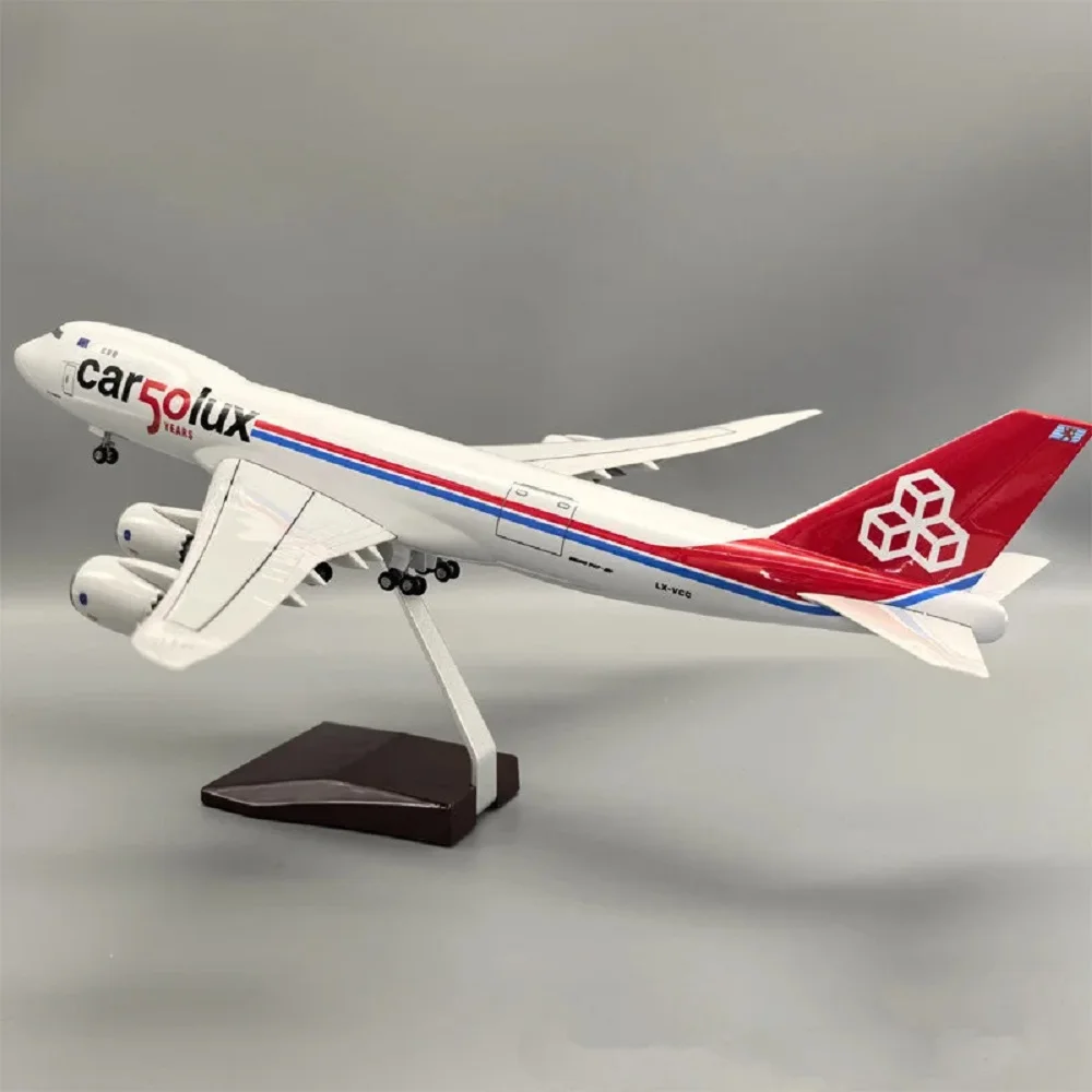Modelo de Avión a Escala 1:47 de 47 cm, B747-8F de Cargolux Airways, de Metal Fundido a Presión, para Armar, con Base de Ruedas, Juguete Educativo, Regalo