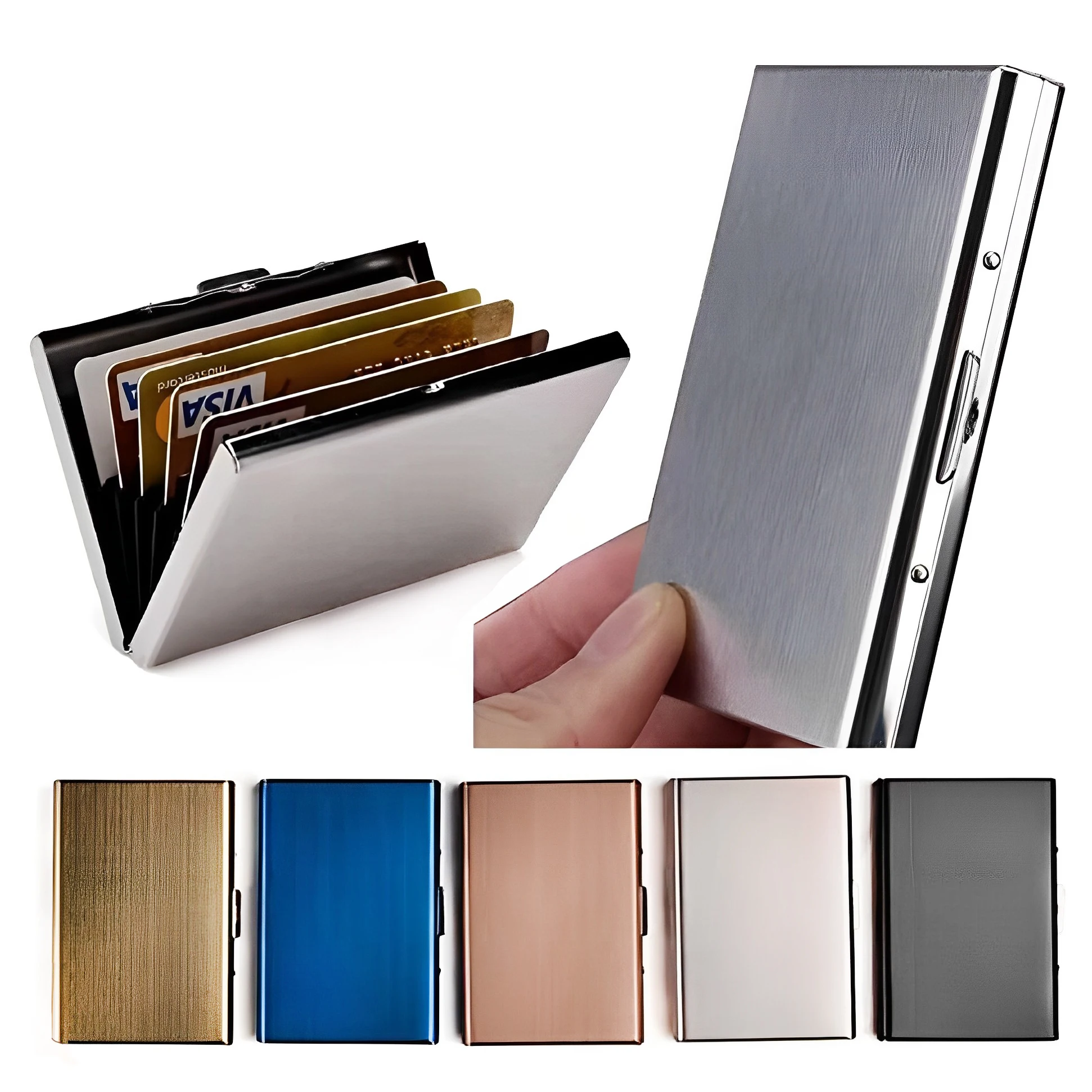 Antitheft ANTI Rfid Blocking ID Bank Credit Card Holder Wallets Men Slim Thin Aluminum Box Metal Mini Minimalist Cardholder Case