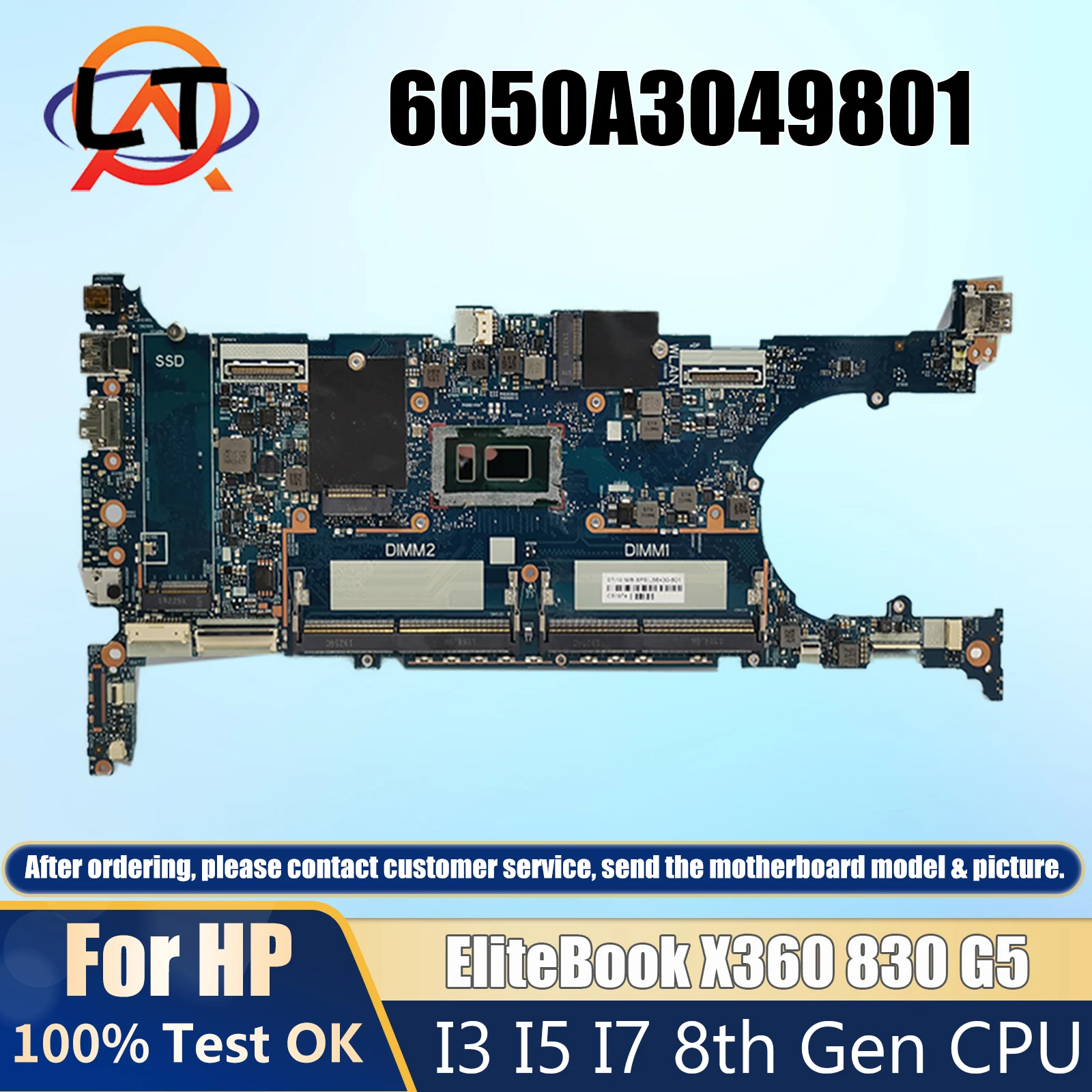 For HP EliteBook X360 830 G5 Laptop Motherboard 6050A3049801-MB-A01 Notebook Mainboard WIth I3 I5 I7 8th Gen CPU