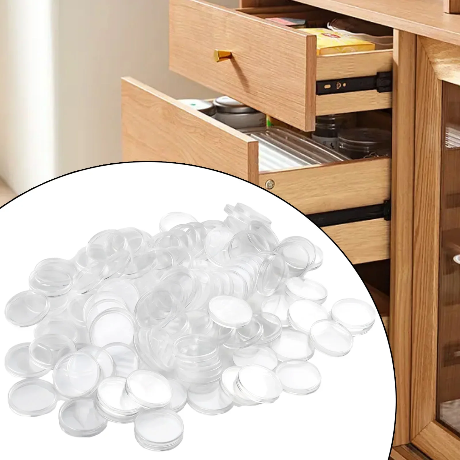 Home Organization 100 Pcs Coin Cases Box Capsule Coin Holder Applied Clear Plastic Storage Boxes 34mm Round Organizer Money Box