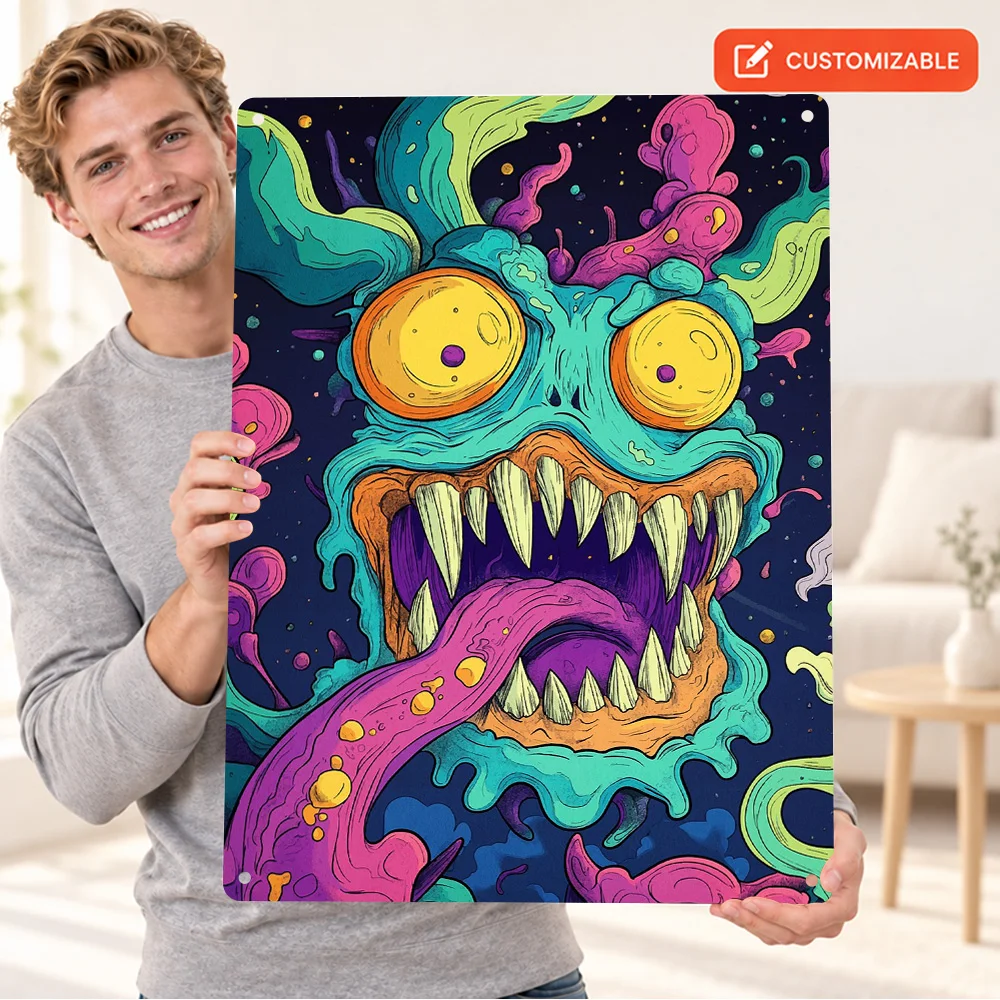 Cosmic Monster Textured Metal Poster Astronomy Graphic Bedroom Wall Art Customized Aluminum Sign Memorable Gift For Collectors