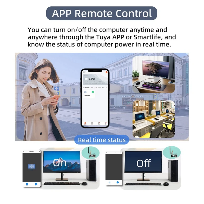 TUYA Smart Computer Power Reset Switch WiFi Computer On/Off Switch Module APP Control Timer/Voice Control Relay Module-ABLL