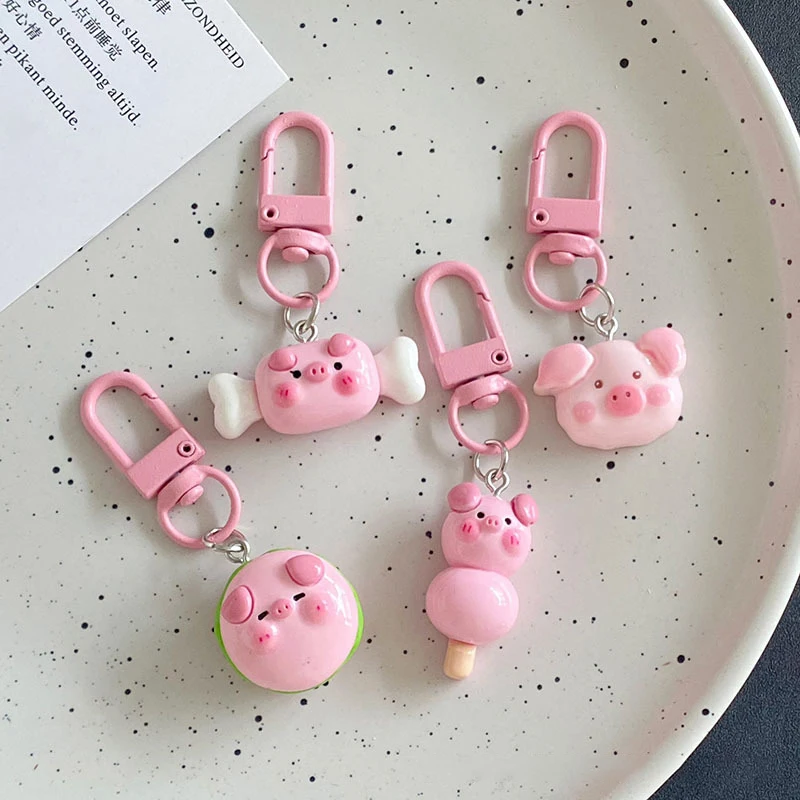 Tridimensional novo dos desenhos animados bonito porco rosa chaveiro kawaii leitão boneca para mulher saco chave pingente jóias presente do estudante