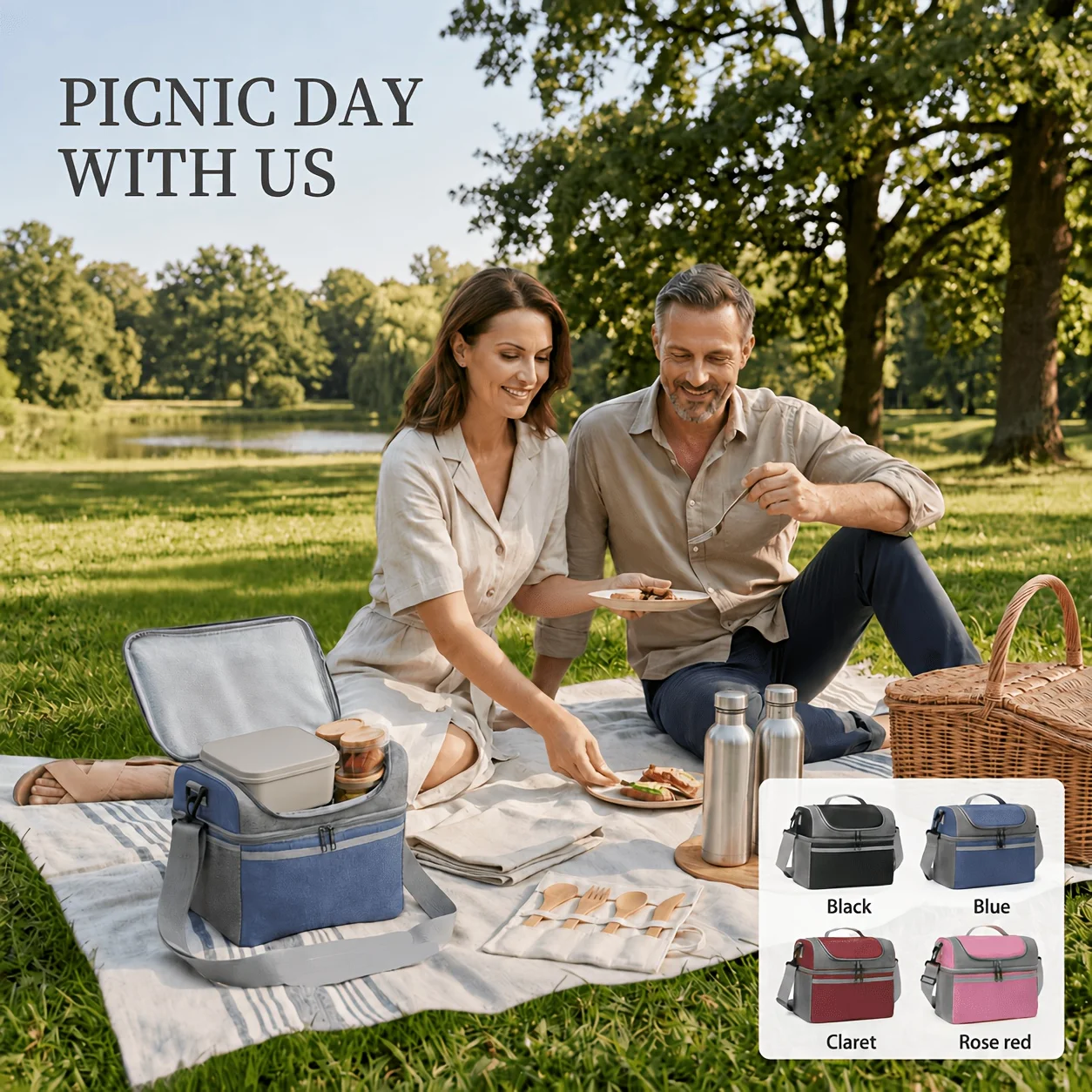 Oxford Large Insulated Lunch Bag Detachable Strap Ice Pack System Thermal Tote For Office Picnic Travel Portable Food Storage