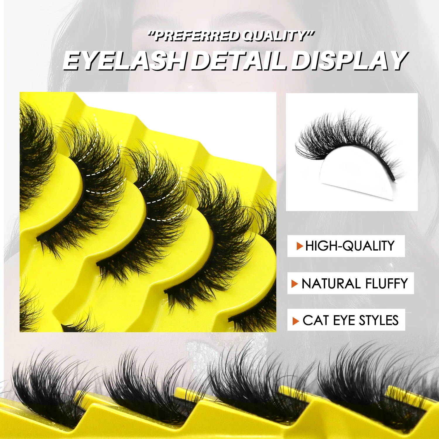 ขนตาปลอม LASVIREY แบบฟูฟ่อง ขนตาแมว ดูเป็นธรรมชาติ หนา ยาว ดูดึงดูดใจ ขนตาแบบเต็มแถบ นุ่มฟู ขนตาปลอมแบบมิงค์