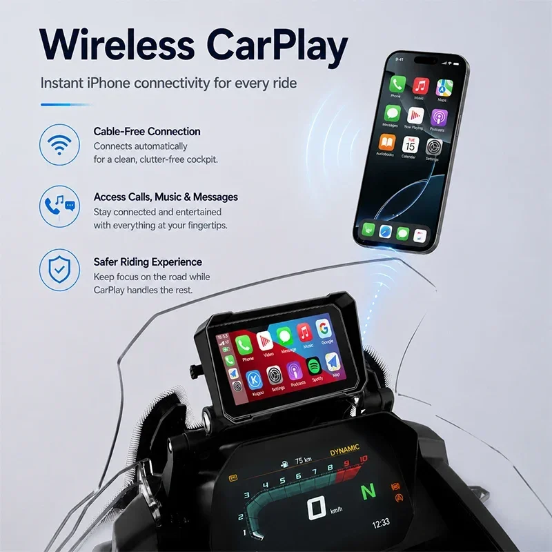 Jansite Motorcycle GPS Navigation Wireless CarPlay Android Auto Dual BT Moto Monitor For BMW R1200GS R1250GS F800 F900 S1000XR image 3