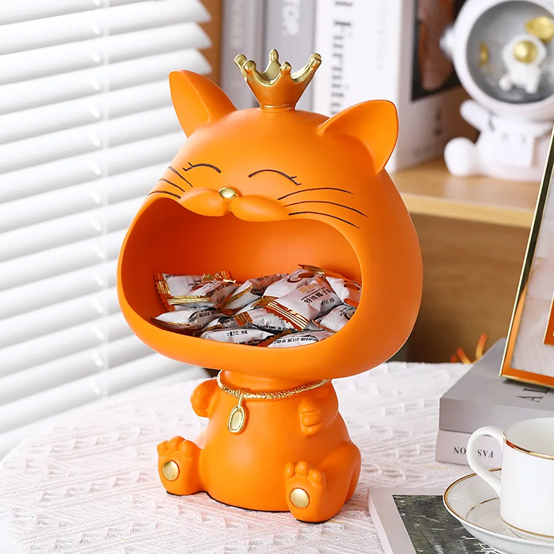 Creative key storage, big mouthed cat ornament, modern and simple home foyer decoration, practical wedding gift