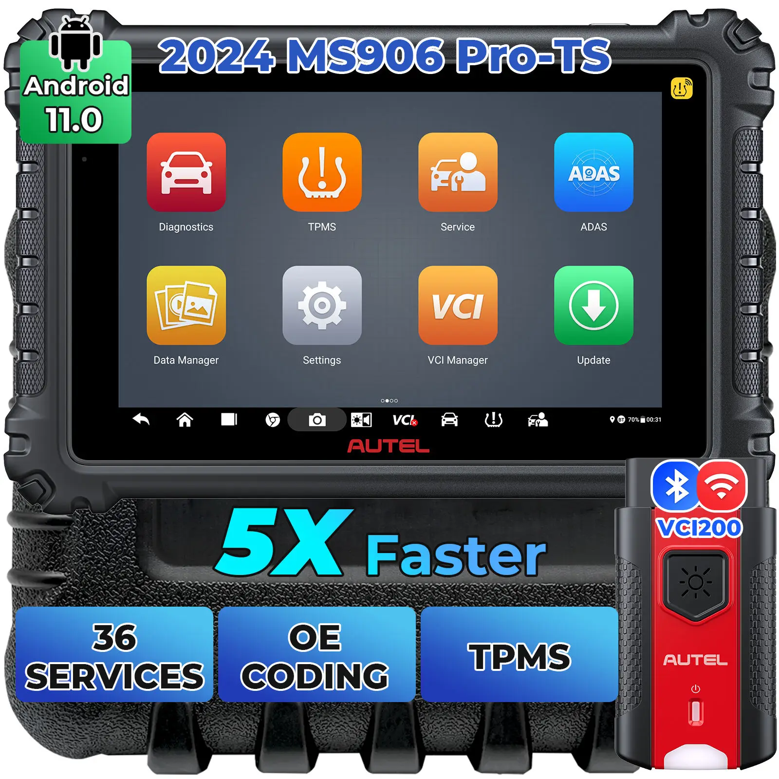 2024 Autel Maxysis Ms906 Pro-ts 906 BT Ms908s Ms906ts Ms906pro-ts OBD2 Automotriz Box Vehicle Diagnosis Machine Diagnostic Tool