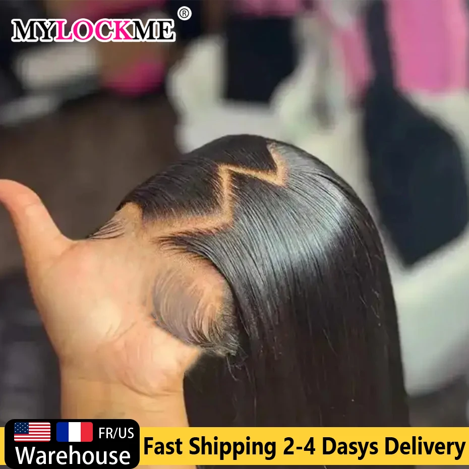 Glueless Wig Human Hair 6X4 5X5 Pre Cut Lace Closure Human Hair Wigs Brazilian Ready To Wear Straight Lace Wig Human Hair 180%