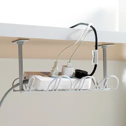 Plastic Storage Rack Cable Organizer Desk Set Rack Shelf Table Bottom Socket Holder Hanging Rack Office Stationery Holder
