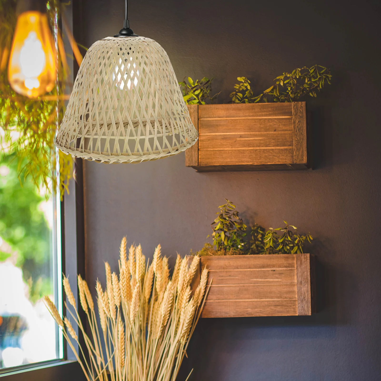 

Bamboo Lampshade Ceiling Light for Vintage Shades Rustic Drum Lampshades Small Cover Retro Decor