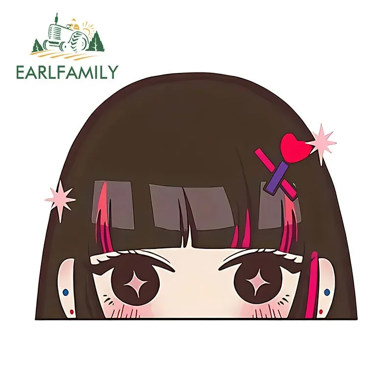 

EARLFAMILY 13cm Star Eyes Girl Peeker Car Sticker Motorcycle Trunk Custom Printing Windows Decal Laptop Sunscreen Anime Decor