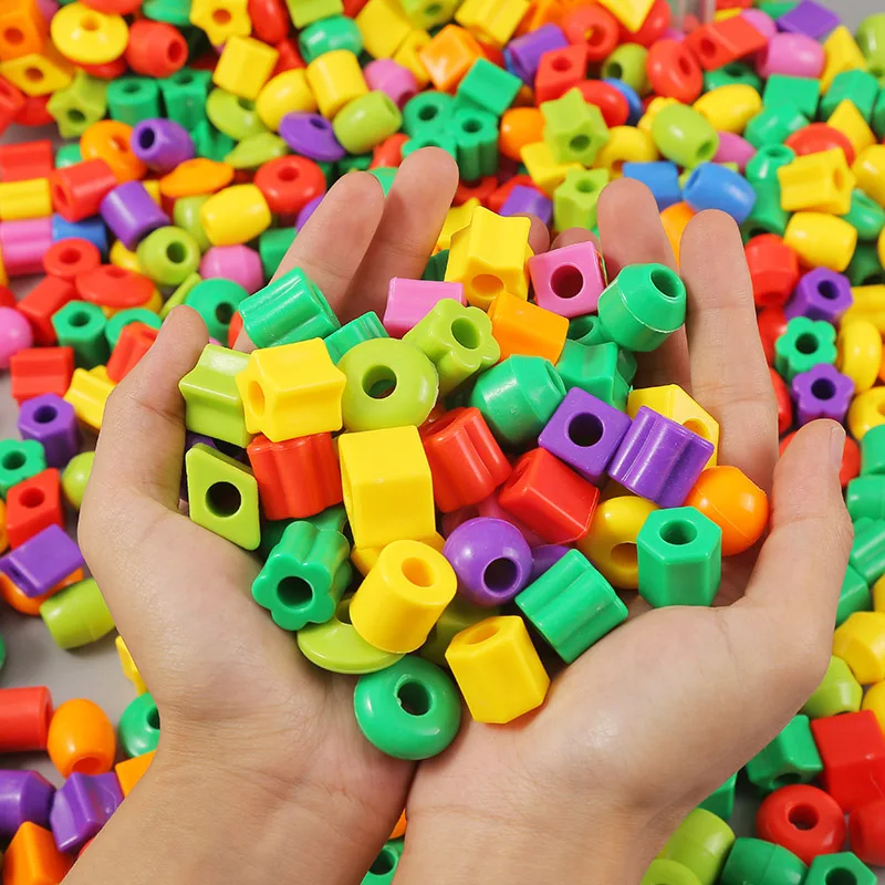 50PCS Threading Beads For Toddlers Educational Montessori Occupational Therapy Sensory Toys Fine Motor Skills Activities