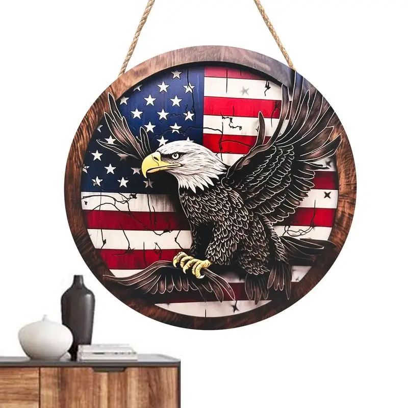 4th ของป้ายต้อนรับความรักชาติแบบ jully ป้ายประตูแบบแขวนสำหรับประตูหน้าประตูระเบียงผนัง