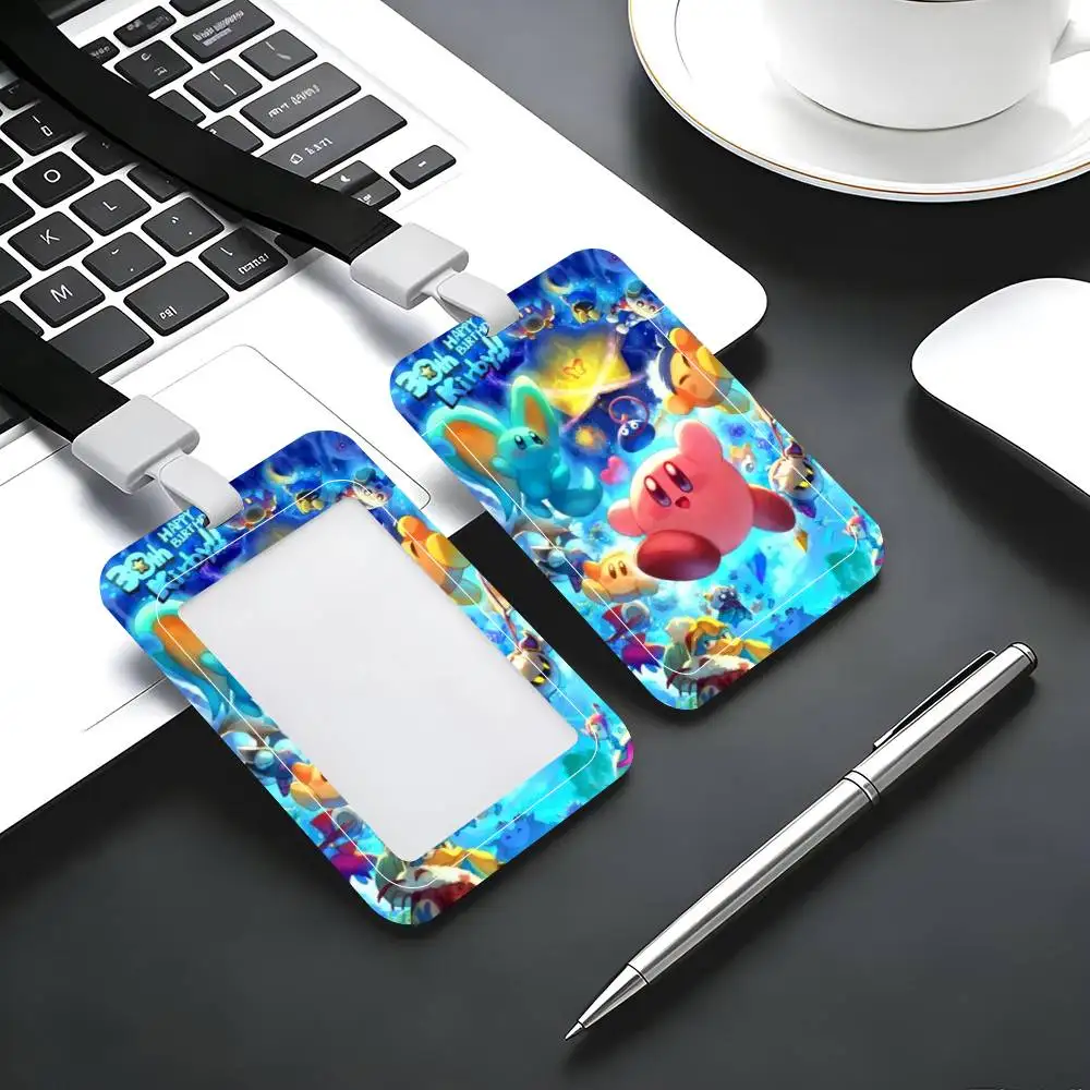 Cartoon Cute K-Kirby-y ID Card Holder Neck Strap Pendant Door Badge Holder Lanyards Keychain Work Credential Case Gift view 4