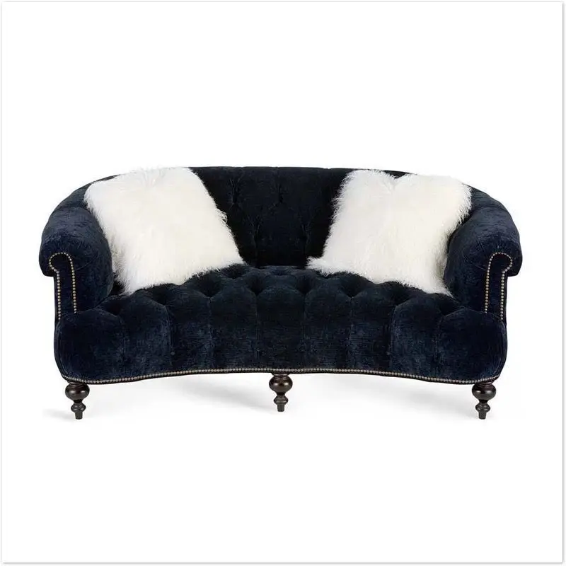 Retro French, three-person sofa, European-style small apartment, American fabric pull-up sofa