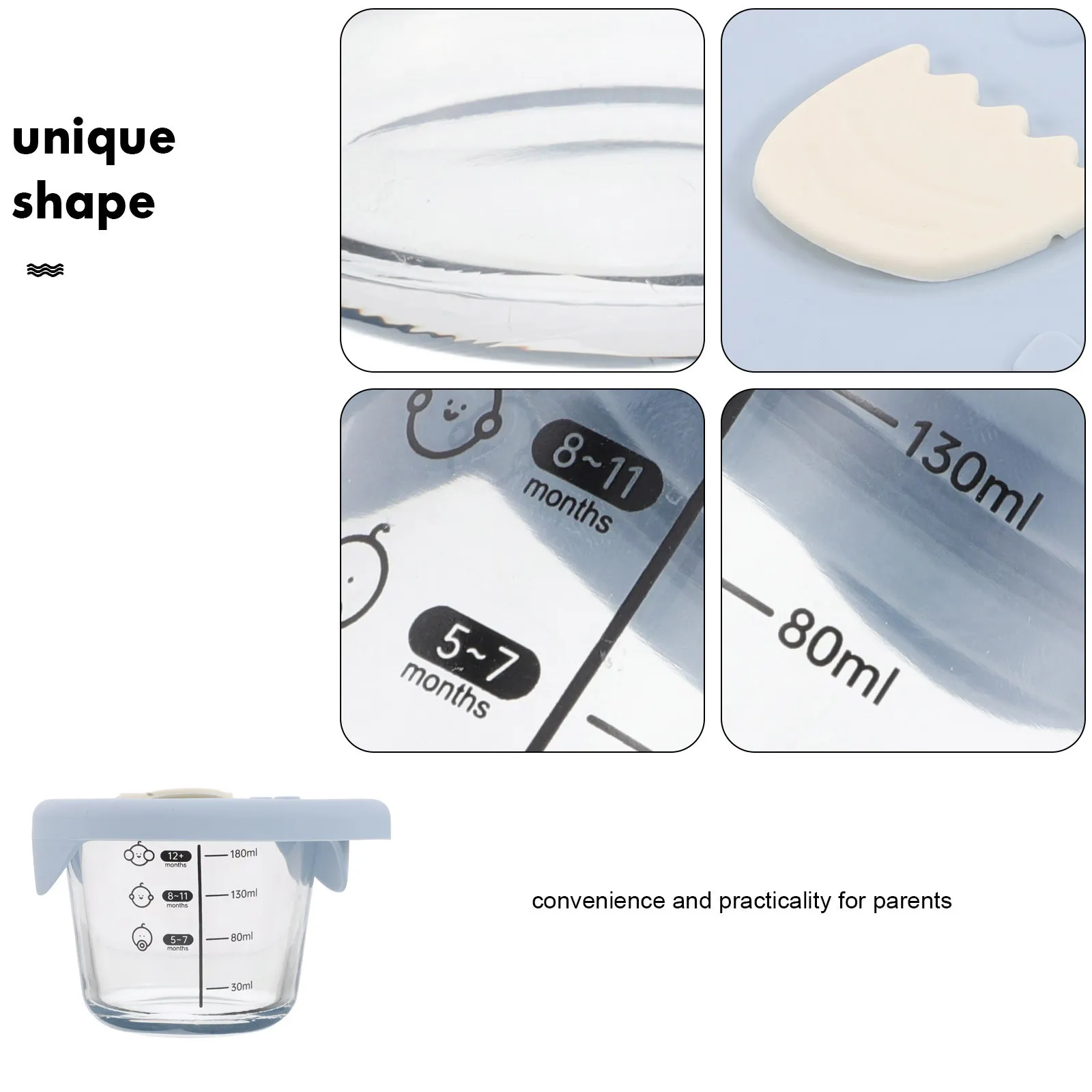 2Pcs Glass Silicone Baby Feeding Bowls Container For Baby Food Freezer Storage Home Cooking Leakproof Round Stackable