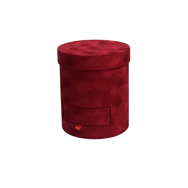 Velvet Round Flower Gift Box With Drawer Jewelry Cosmetics Bouquet Packing Romantic Valentines Day Wedding Birthday Flannel  Box