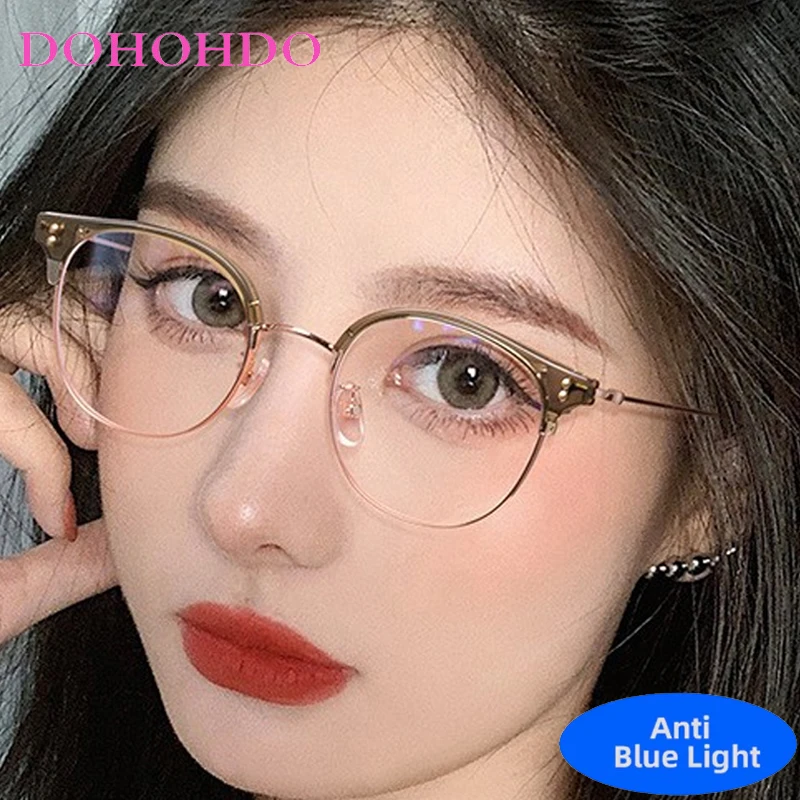 

Luxury Brand Vintage TR90 Circular Rivets Eyeglasses Men Women Computer Anti Blue Light Glasses New Fashion Classic Eyeglasses