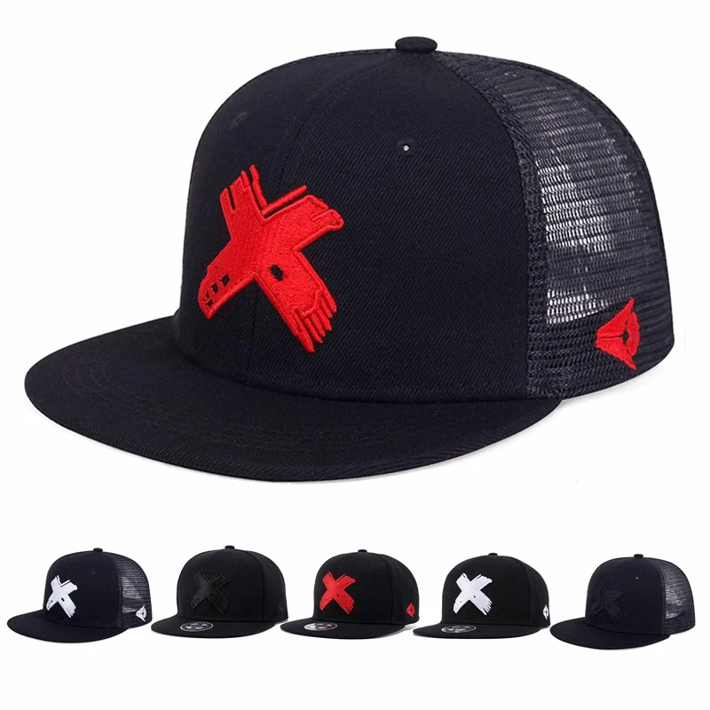 Letter X Baseball Cap Hip Hop Snapback Caps Men Women Street Style Fashion Golf Hat Mesh Breathable Visors Cap Outdoor Sports