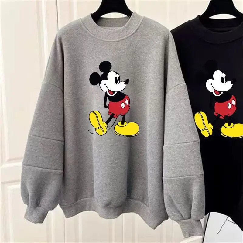 Korean popular clothes Fashion Autumn Cotton Loose O-neck Ins Couple Casual Cartoon Mickey Mouse Print Long Sleeve Sweatshirts