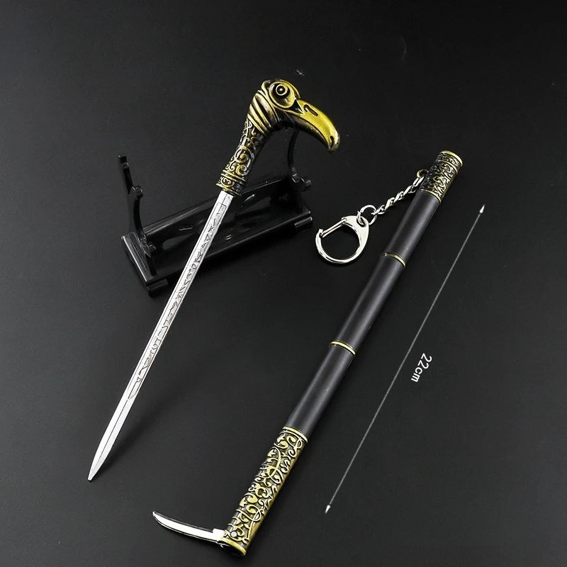 22 ซม.เกมใหม่ดาบโลหะพร้อมปลอกดาบรุ่นอุปกรณ์ประกอบฉากเดสก์ท็อปตกแต่งเครื่องประดับเด็กของขวัญวันเกิดของเล่น