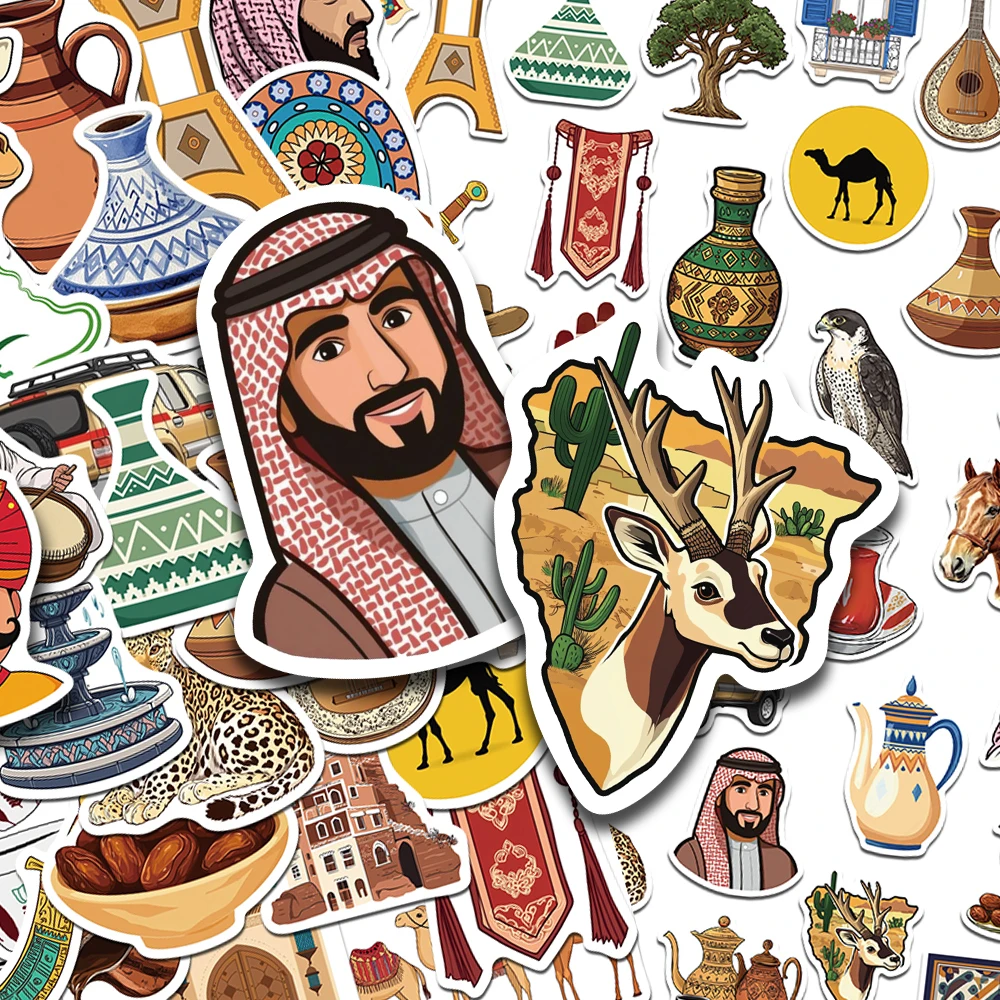 50 قطعة ملصقات نمط الفن في الشرق الأوسط الشارات لأجهزة الكمبيوتر المحمول سجل القصاصات سكيت خوذة الغيتار ملصقات الكتابة على الجدران الجمالية ذاتية الصنع