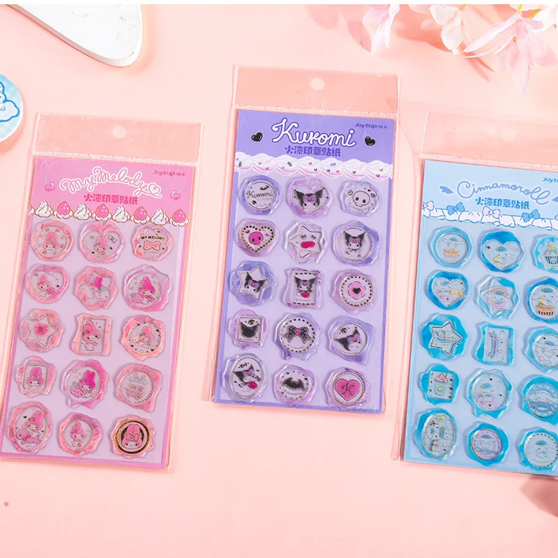 

12 шт. Sanrio Канцтовары Kuromi эмалевые печатные наклейки Набор мультяшных наклеек справочника декоративные детали оптом