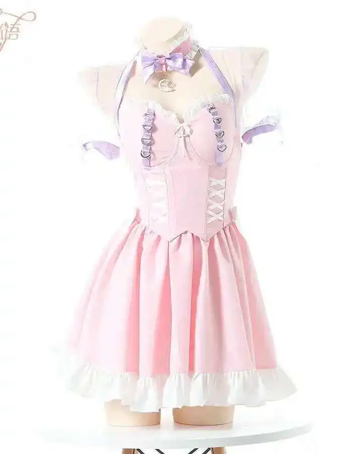 Dress Soft Maid Girl Sexy Hot Girl Suspender Skirt Maid Uniform Pure Style Sexy Maid Dress Elegant Charming Sweet Playful 989N