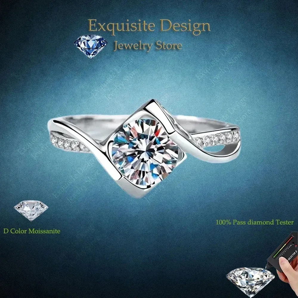 Angel's Kiss Micro inlaid Diamond Ring Women PT950 Platinum Moissanite 1CT Rings Girl Engagement Fine Jewelry Wedding Band