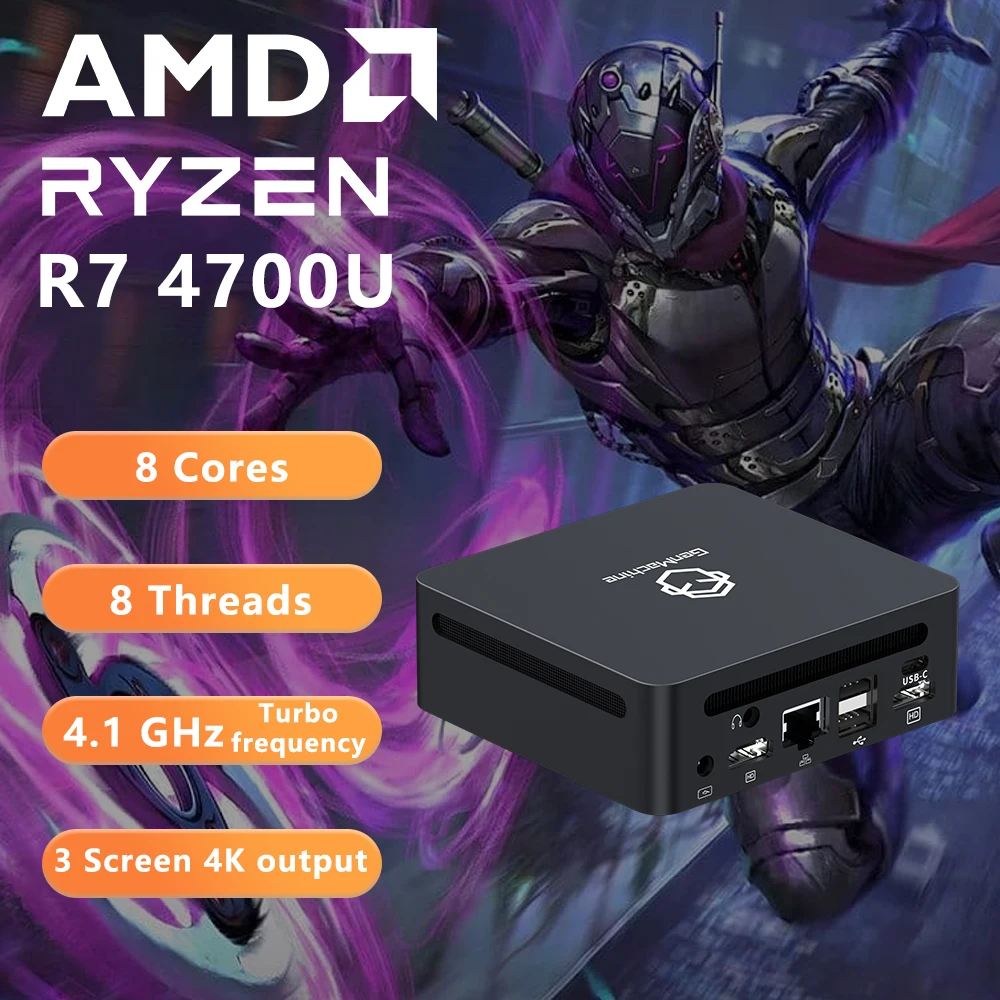 คอมพิวเตอร์ขนาดเล็ก GenMachine Mini PC AMD Ryzen Ren4000 4700U 4750U 4800H 4900H ระบบปฏิบัติการ Windows 11 แรม DDR4 3200Mhz WiFi6 คอมพิวเตอร์เล่นเกม คอมพิวเตอร์ขนาดกะทัดรัด