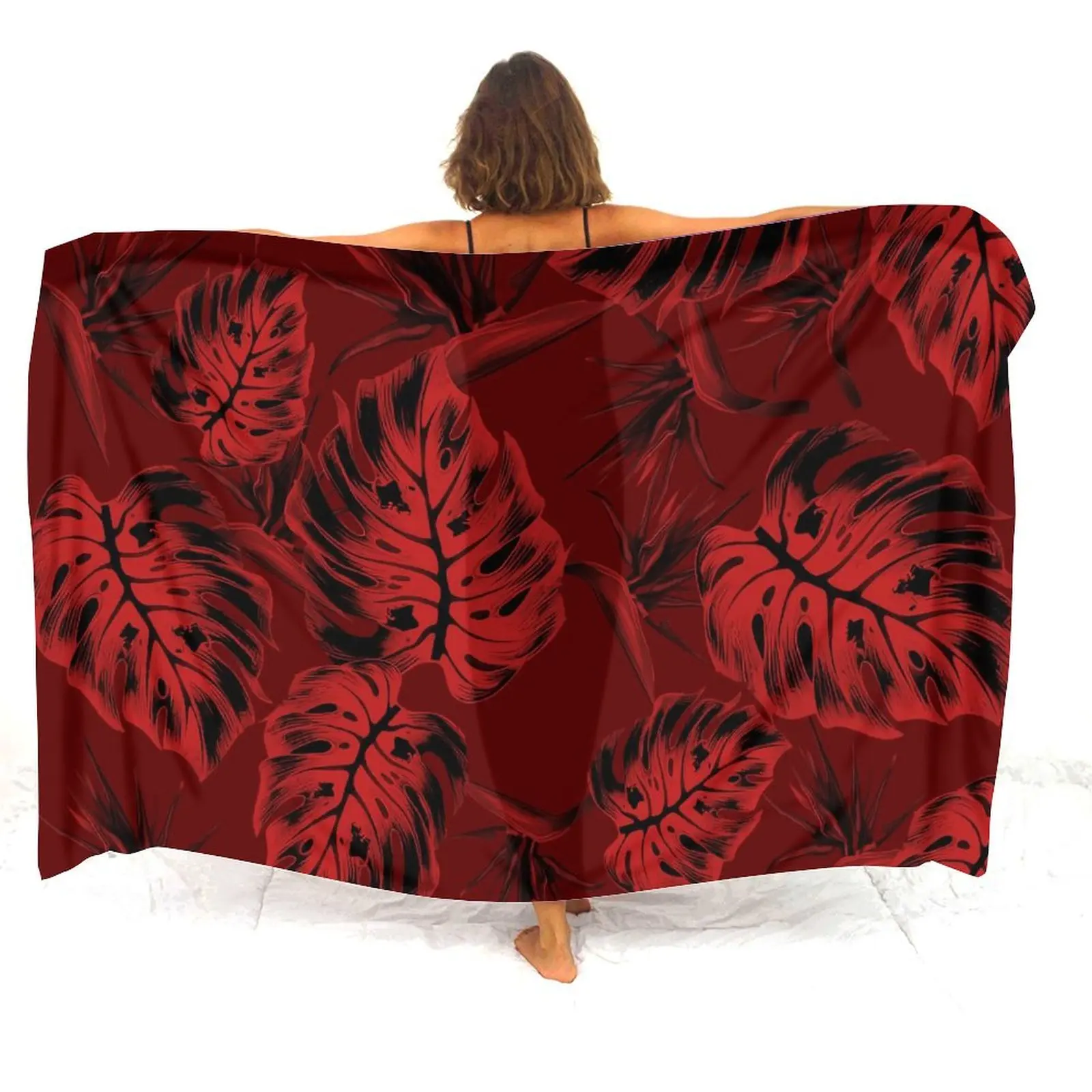 

Polynesian Customizable Women'S Sarong Seaside Sun Protection Design Hawaiian Women'S Elegant Windproof Shawl Sarong Dress