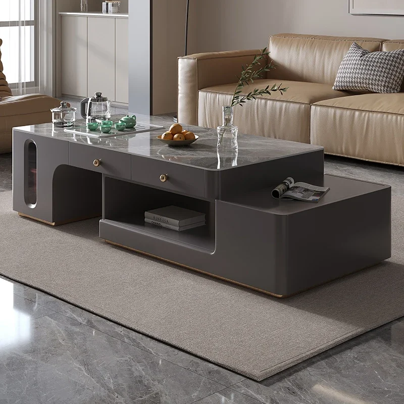 Rock Board Coffee Table, Light Luxury, Modern, Simple, Extendable, Home Living Room, High-end Multifunctional Italian Coffee Tab