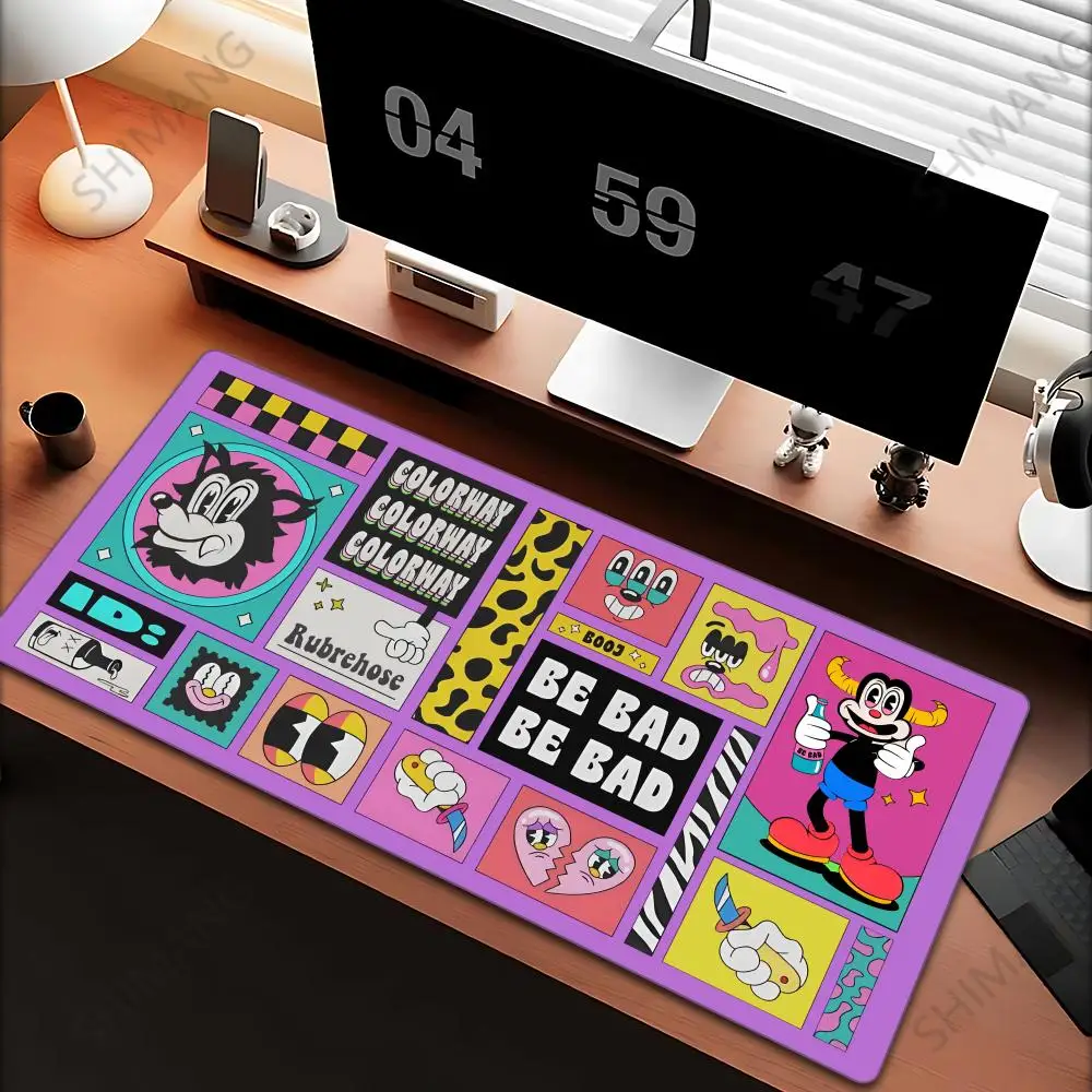 

Japan Kawaii Deskmat Rubrehose Mouse Pad Gaming Large Mousepad Black And White Mouse Mats Office Carpet Game Accessories Playmat