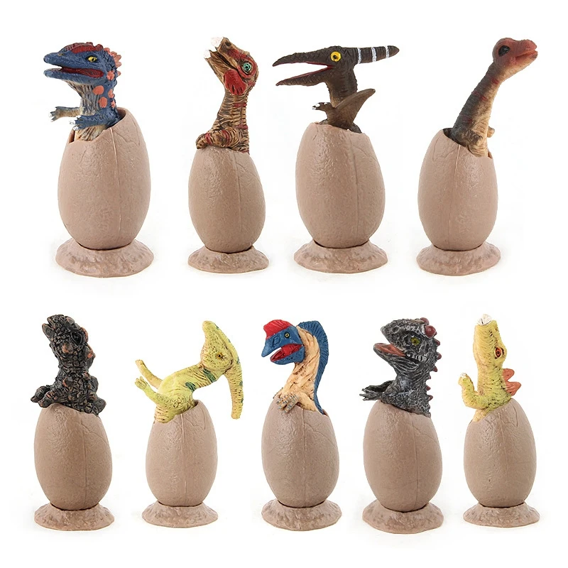 9 PCS/Set Dinosaur Handmade Model Half Hatched Dinosaur Egg Model With Pedestal Funny Novel Toys Boys Girls Toys Gifts