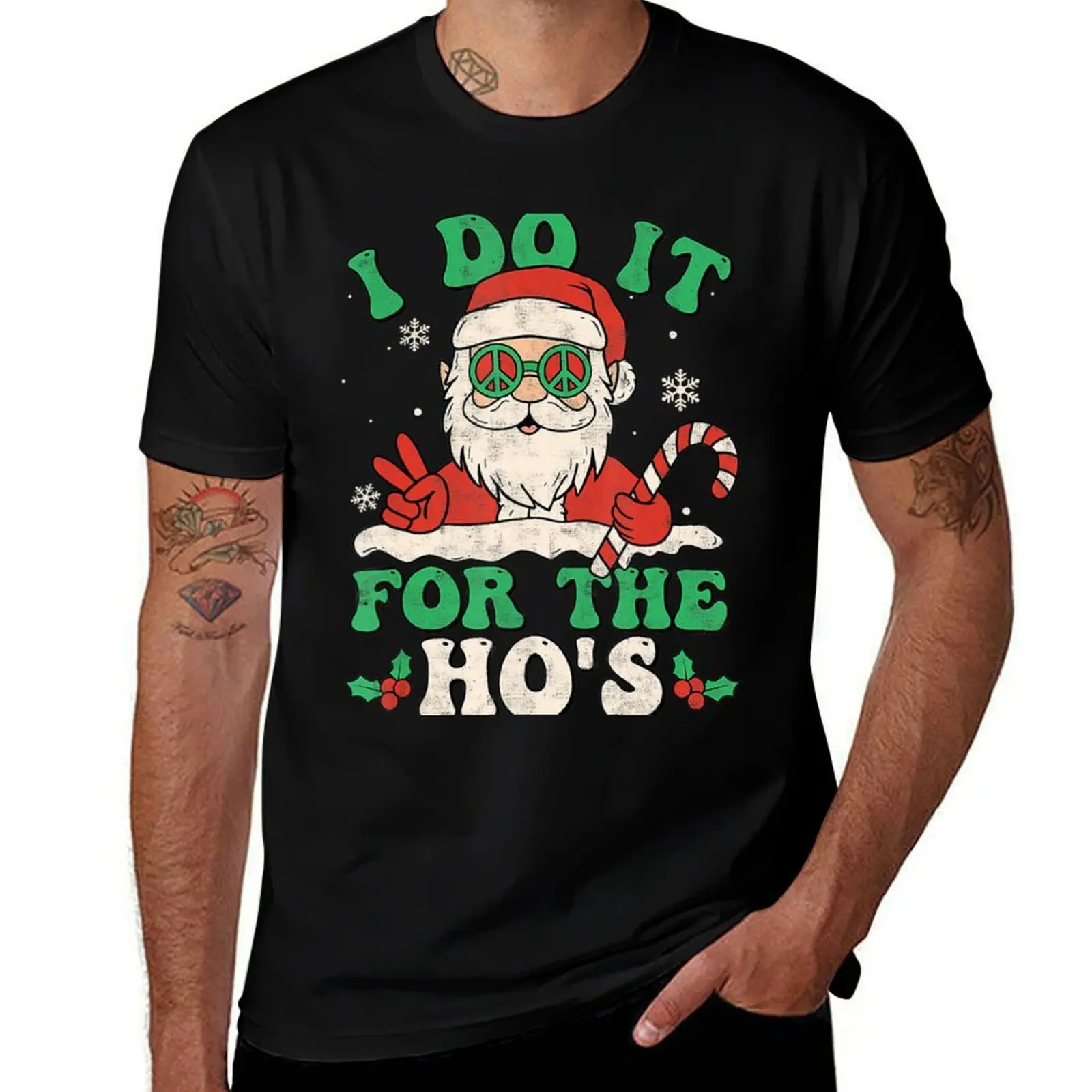 

I Do It For The Ho's Santa Claus Retro Christmas T-Shirt cotton t shirts man 100% t shirt man cotton T-Shirt